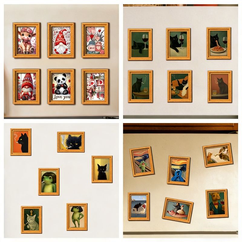 6Pcs/set Wooden Refrigerator M - Engraved Wood Frame 评论和价格