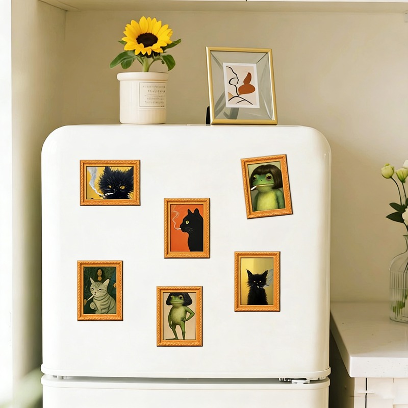 6Pcs/set Wooden Refrigerator M - Engraved Wood Frame 评论和价格